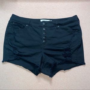 Torrid Black High Rise Distressed Shorts Size 16